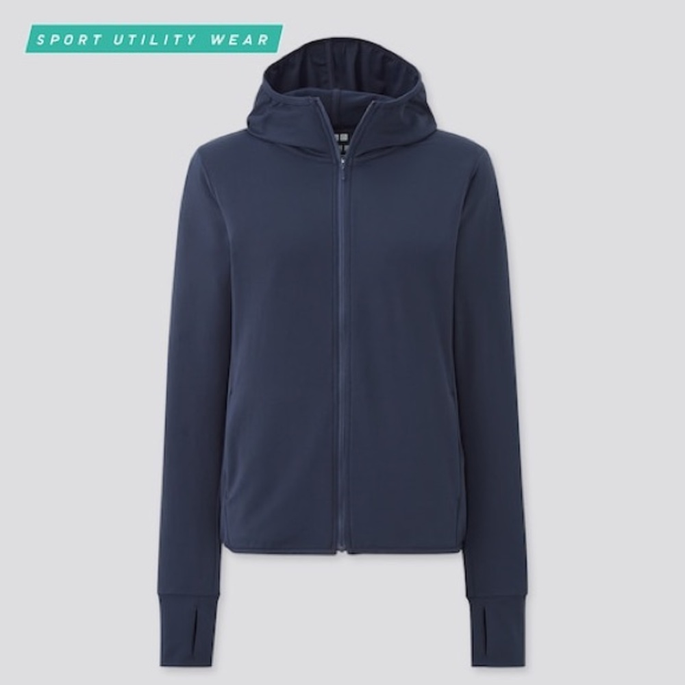 Uniqlo AIRism Mesh UV Protection Full-Zip Hoodie Navy Size Medium